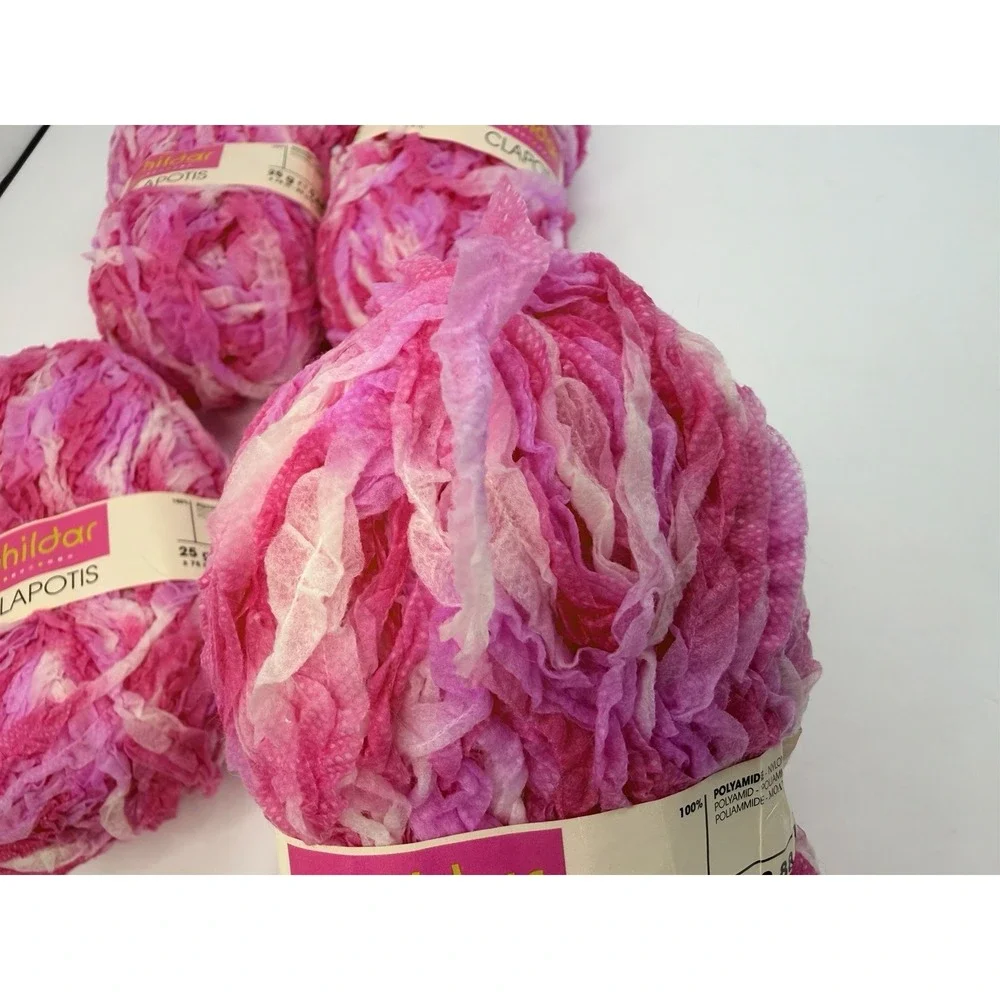 Phildar Clapotis Pink Yarn‎ 100% Nylon 25g Each Lot Of 4